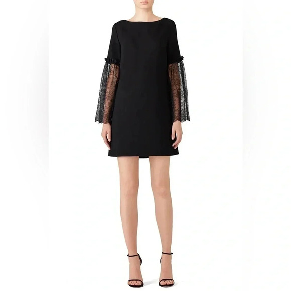 Slate & Willow Black Lace Sleeve Cut Out Back Dress size 0 - Picture 1 of 11